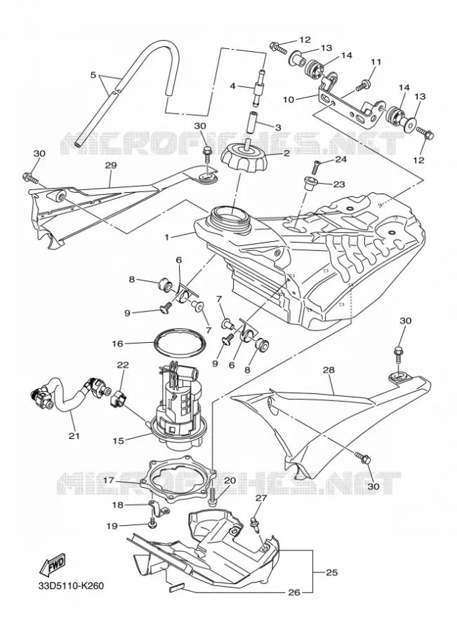 RESERVOIR A ESSENCE Yamaha MOTO 450 2011 YZF  YZ450F