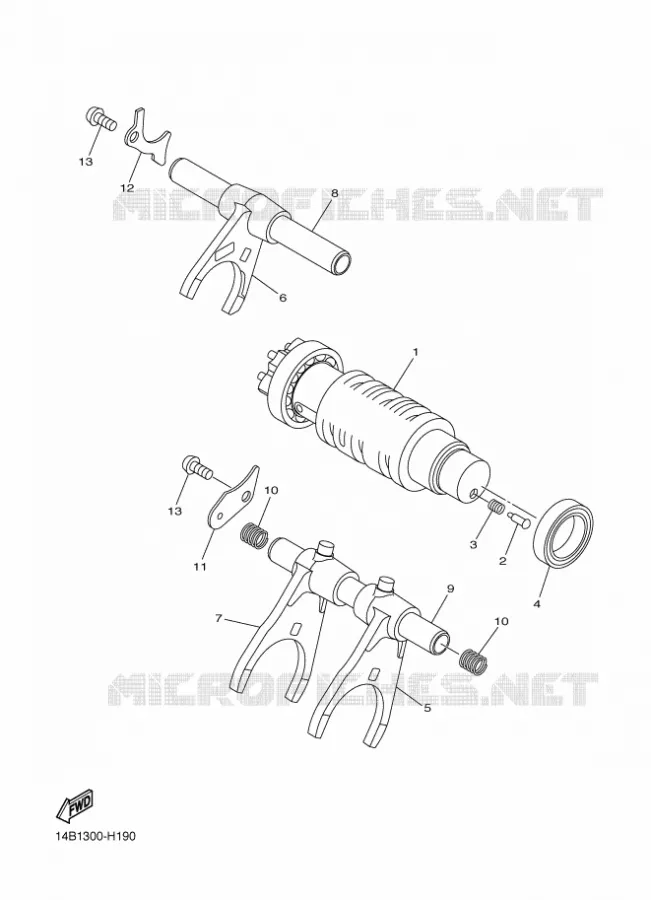 BARILLET DE SELECTION / FOURCHETTES Yamaha MOTO 1000 2011 R1  YZF-R1 R1