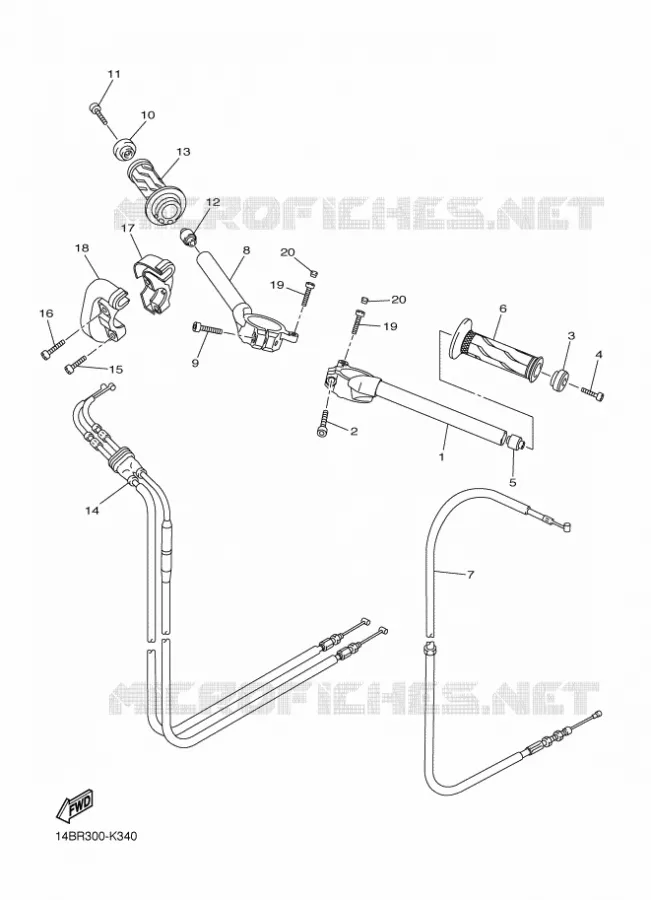 GUIDON ET CABLES Yamaha MOTO 1000 2011 R1  YZF-R1 R1