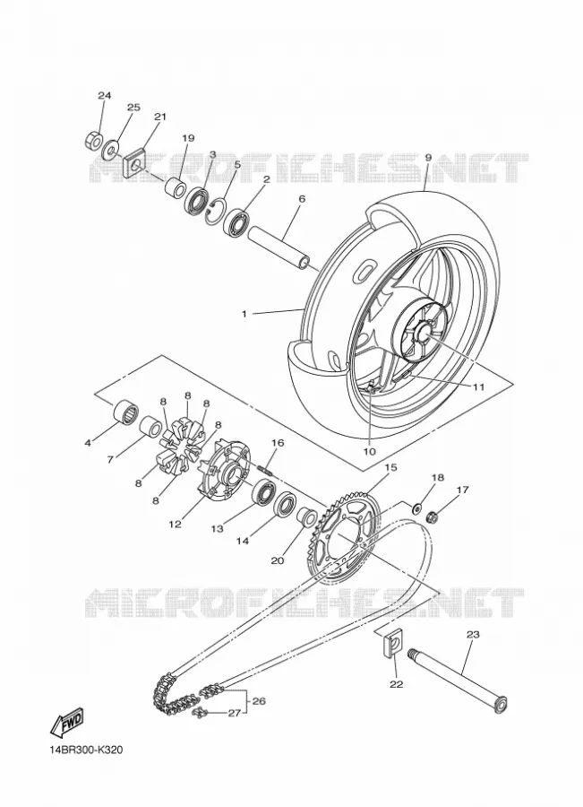 ROUE ARRIERE Yamaha MOTO 1000 2011 R1  YZF-R1 R1