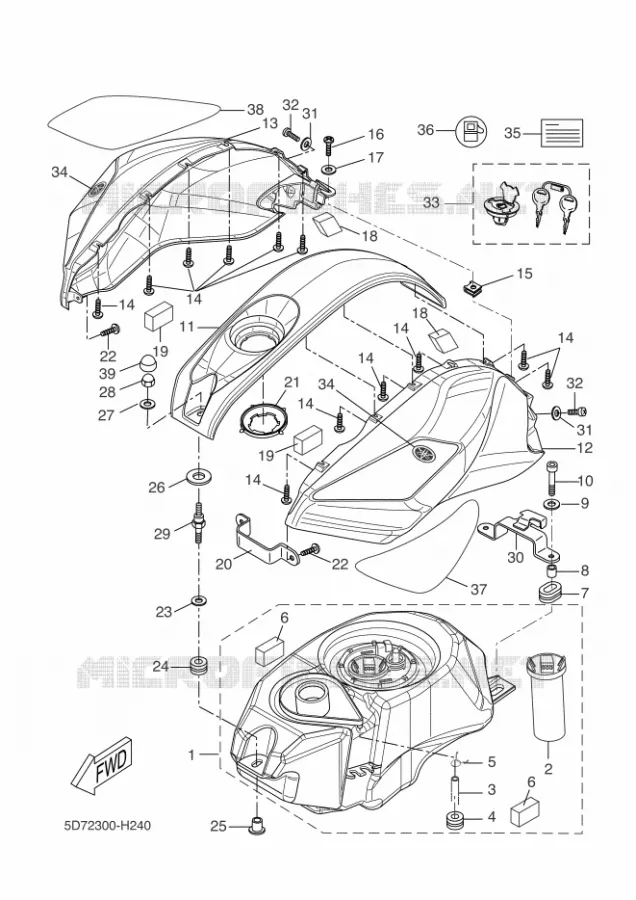 RESERVOIR A ESSENCE Yamaha MOTO 125 2011 R125  YZF-R125