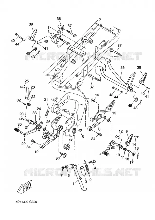SUPPORT / REPOSE PIEDS Yamaha MOTO 125 2011 R125  YZF-R125