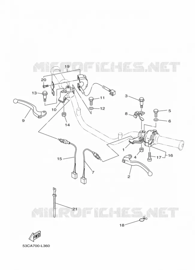 COMMODO / LEVIER Yamaha MOTO 200 2012 AG  AG200F
