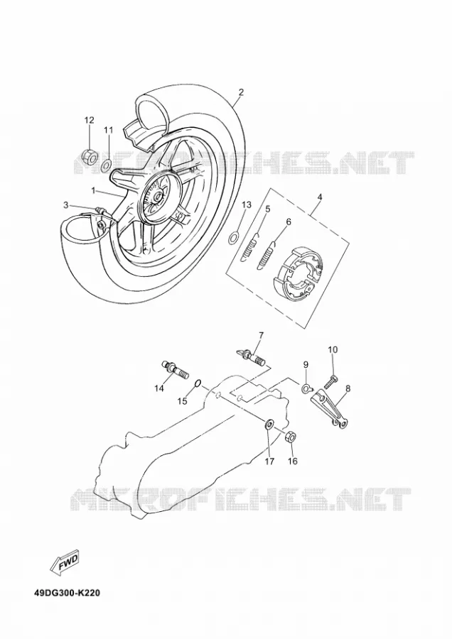 ROUE ARRIERE Yamaha SCOOTER 50 2012 JOG  CS50