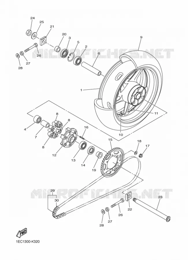ROUE ARRIERE Yamaha MOTO 1000 2012 FZ1  FZ1-N