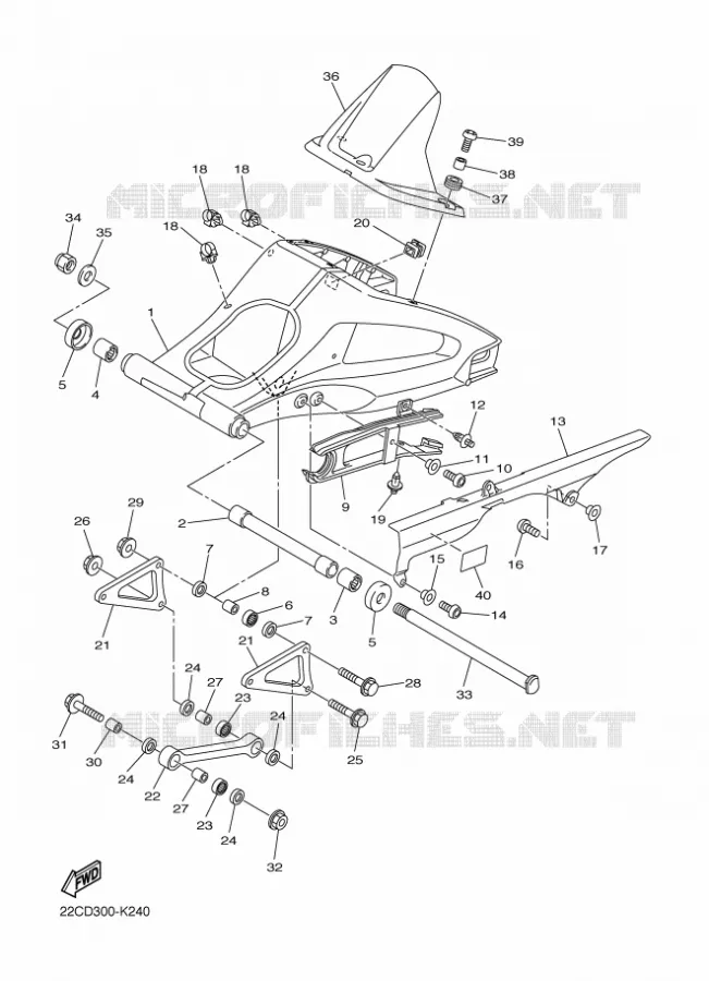 BRAS ARRIERE Yamaha MOTO 1000 2012 FZ1 ABS  FZ1-NA