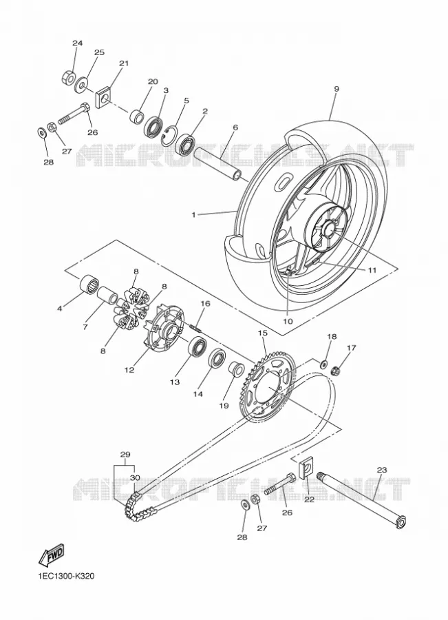 ROUE ARRIERE Yamaha MOTO 1000 2012 FAZER  FZ1-S