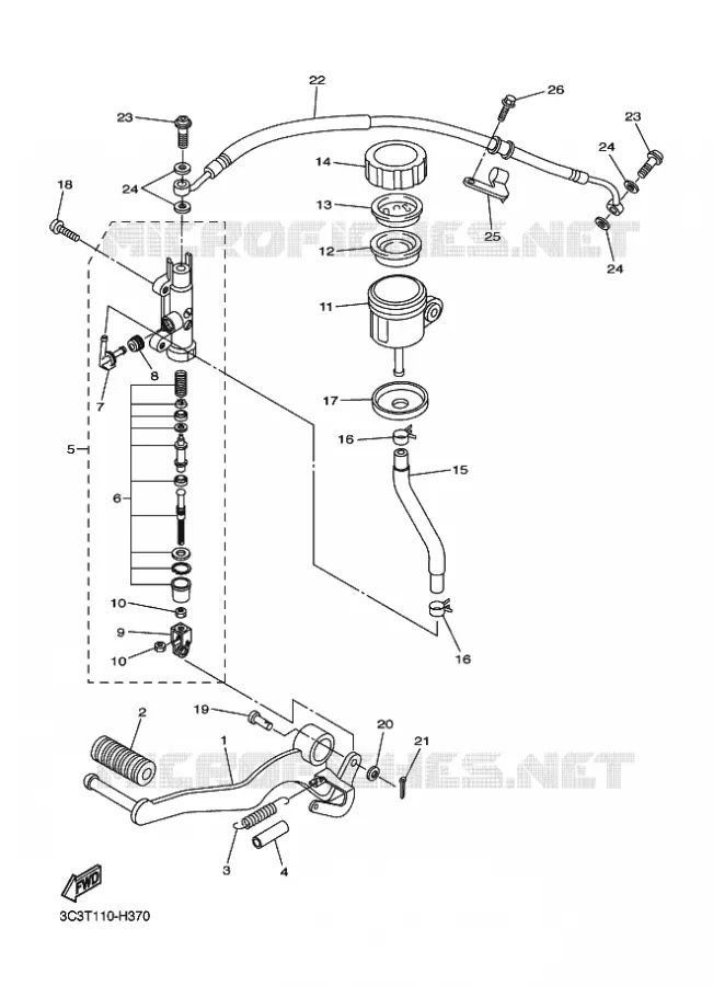MAITRE CYLINDRE DE FREIN ARRIERE Yamaha MOTO 1000 2012 FAZER  FZ1-S