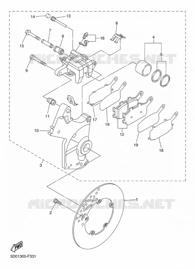 ETRIER DE FREIN ARRIERE Yamaha MOTO 1000 2012 FAZER ABS  FZ1-SA
