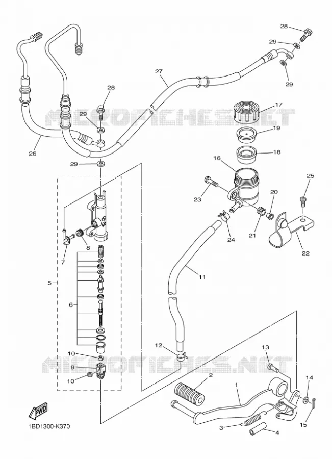 MAITRE CYLINDRE DE FREIN ARRIERE Yamaha MOTO 800 2012 FZ8 ABS  FZ8-NA
