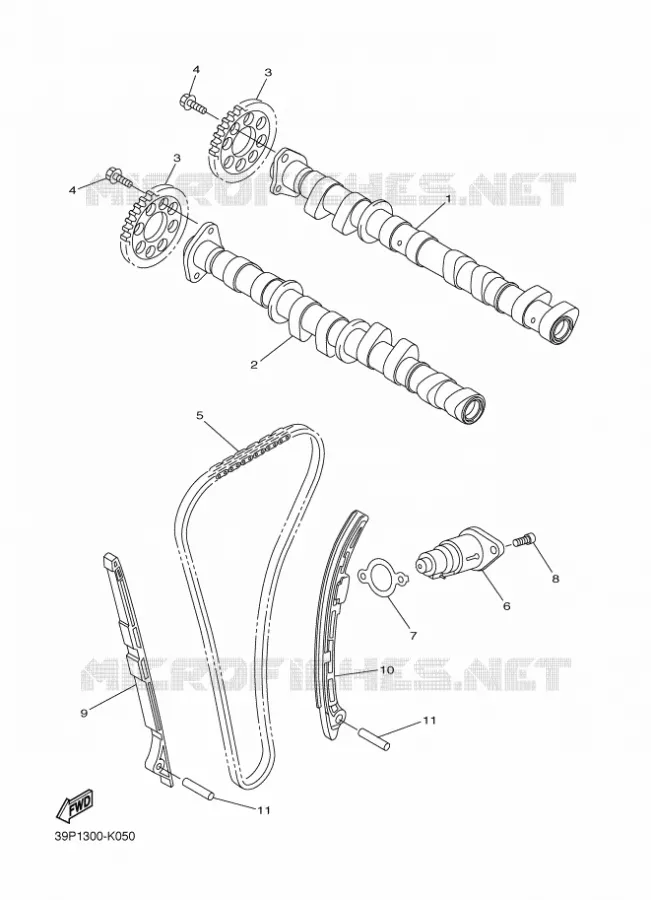 ARBRE A CAMES / CHAINE DE DISTRIBUTION Yamaha MOTO 800 2012 FZ8 ABS  FZ8-NA