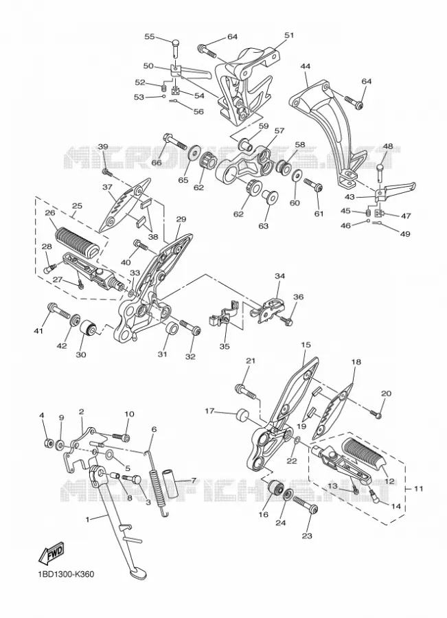 SUPPORT / REPOSE PIEDS Yamaha MOTO 800 2012 FZ8 ABS  FZ8-NA