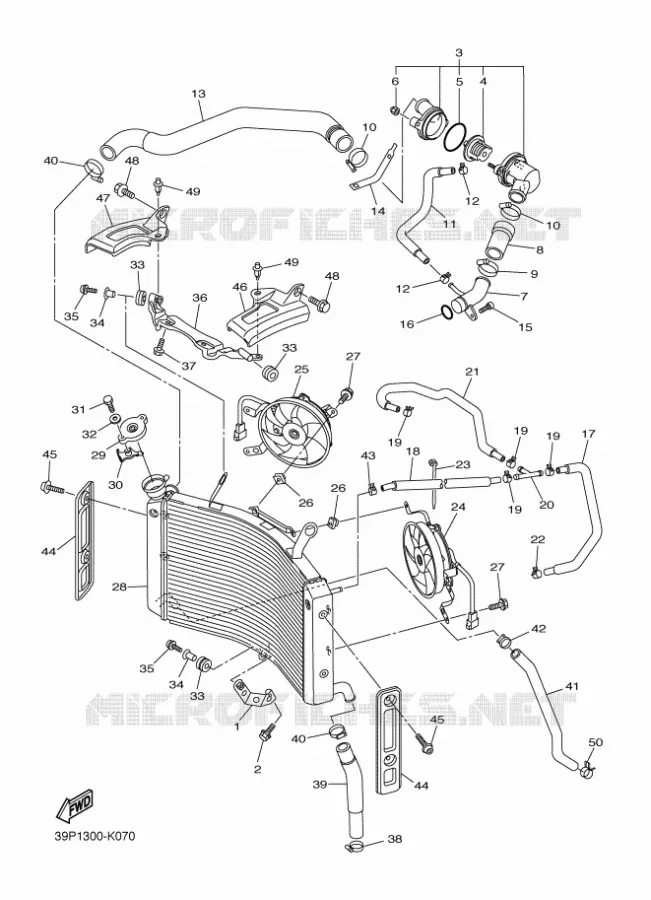 RADIATEUR / DURITES Yamaha MOTO 800 2012 FZ8 ABS  FZ8-NA