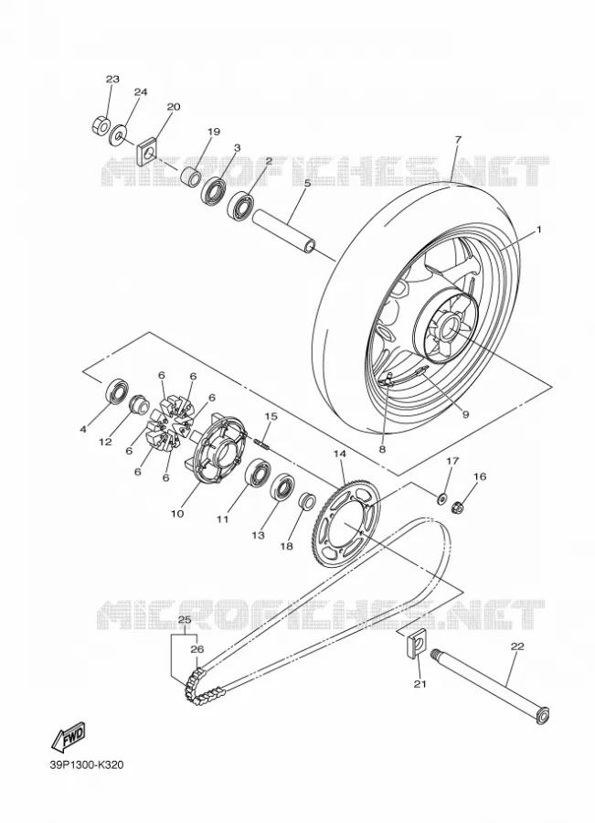 ROUE ARRIERE Yamaha MOTO 800 2012 FAZER  FZ8-S