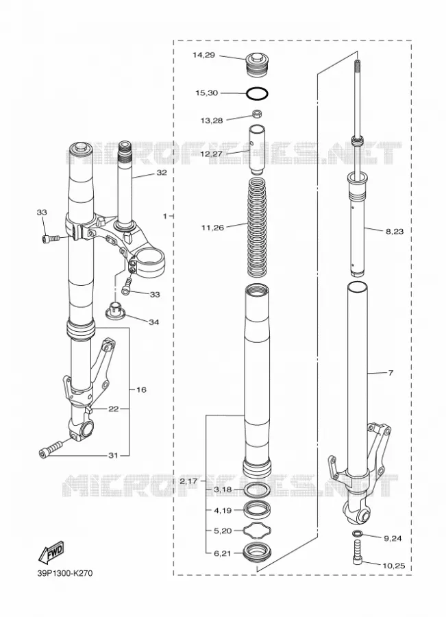 FOURCHE Yamaha MOTO 800 2012 FAZER  FZ8-S