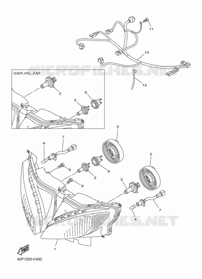PHARE  Yamaha MOTO 800 2012 FAZER  FZ8-S