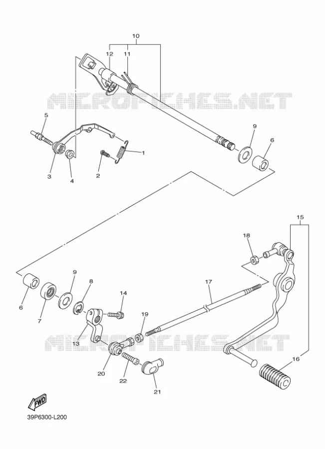 AXE DE SELECTEUR / PEDALE Yamaha MOTO 800 2012 FAZER ABS  FZ8-SA