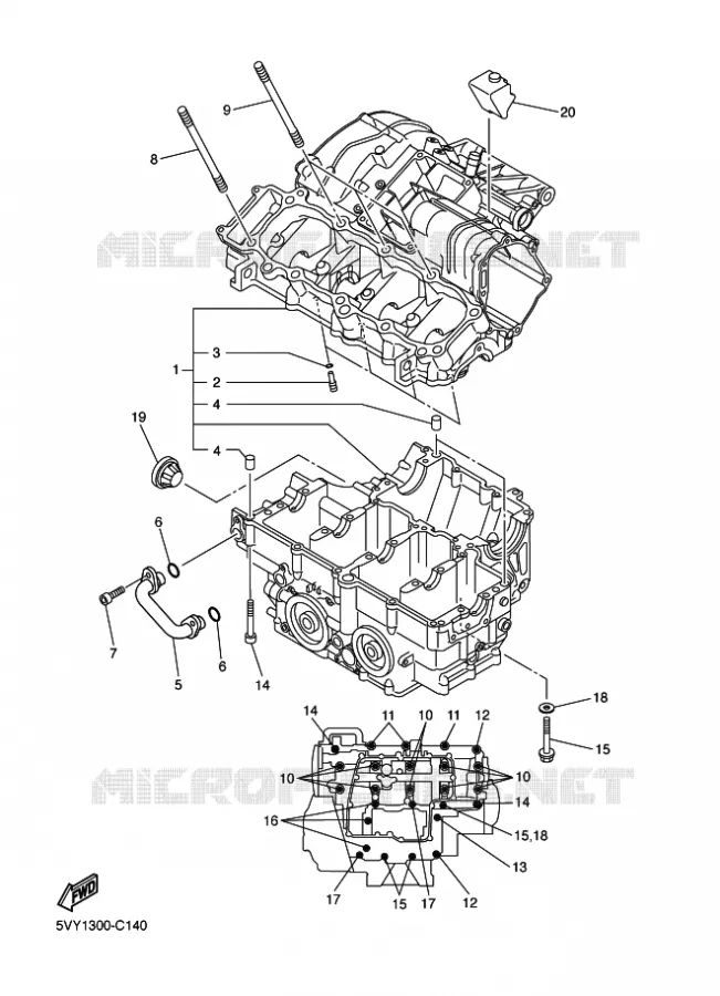 CARTER MOTEUR Yamaha MOTO 800 2012 FAZER ABS  FZ8-SA