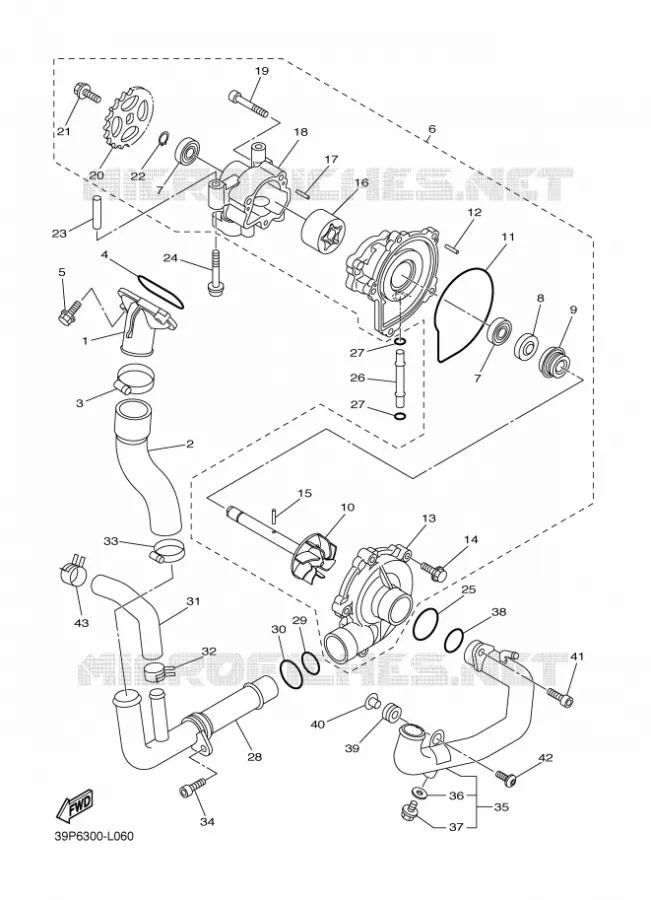 POMPE A EAU / DURITES Yamaha MOTO 800 2012 FAZER ABS  FZ8-SA