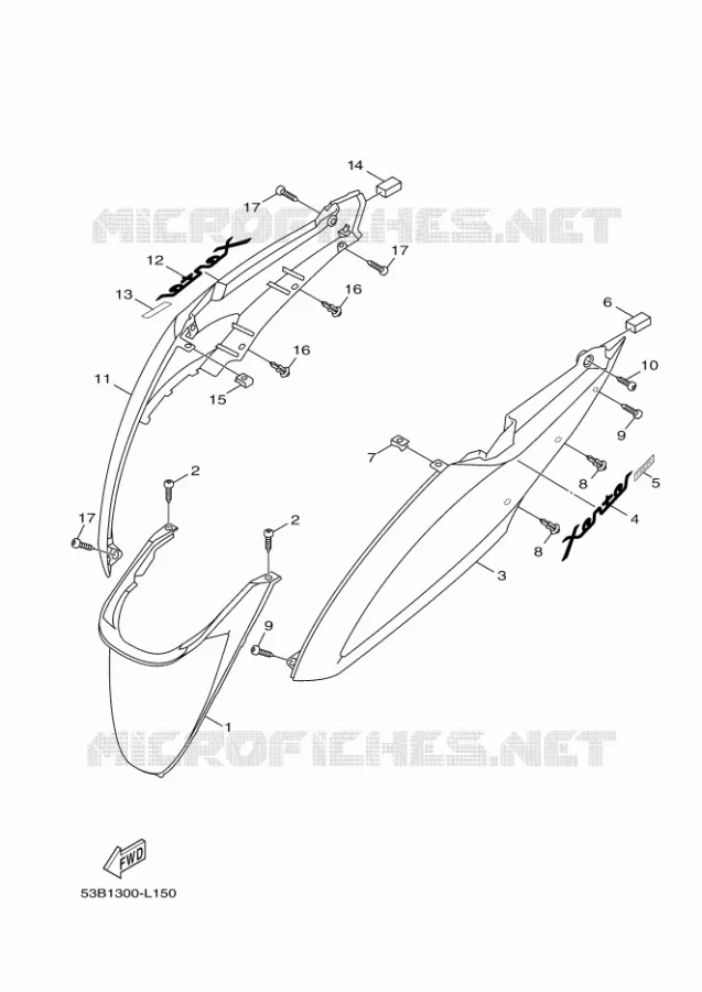 COUVERCLE LATERAL Yamaha SCOOTER 125 2012 OCEO  HW125 OCEO