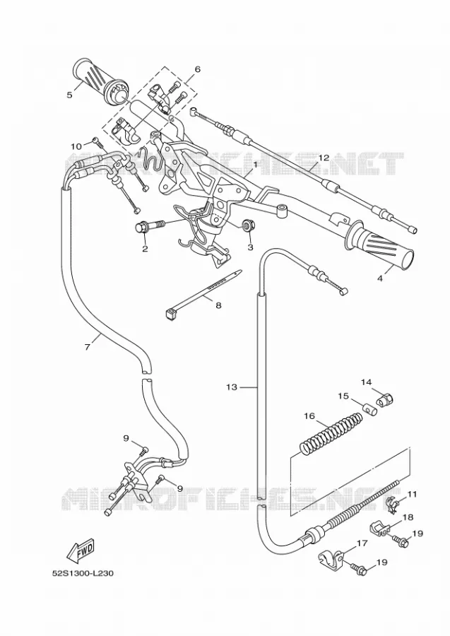 GUIDON ET CABLES Yamaha SCOOTER 125 2012 OCEO  HW125 OCEO