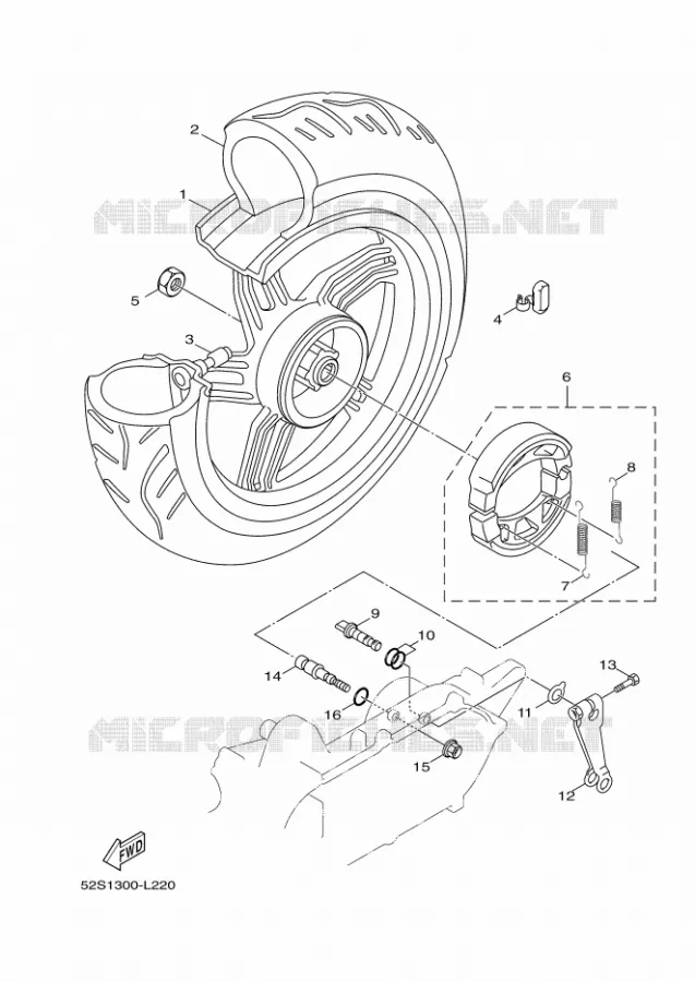 ROUE ARRIERE Yamaha SCOOTER 125 2012 OCEO  HW125 OCEO