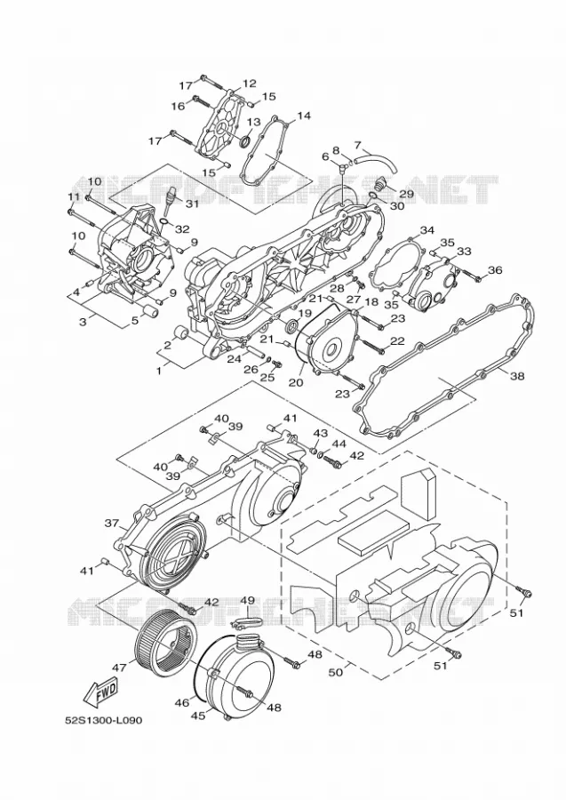 CARTER MOTEUR Yamaha SCOOTER 125 2012 OCEO  HW125 OCEO