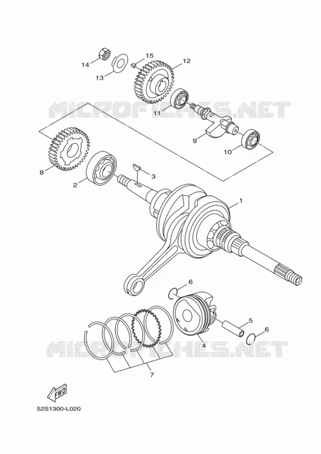 VILEBREQUIN / PISTON Yamaha SCOOTER 150 2012 XENTER  HW151