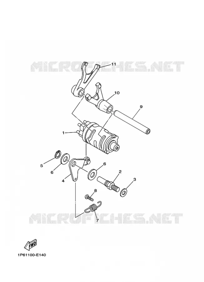 BARILLET DE SELECTION / FOURCHETTES Yamaha MOTO 50 2012 TTRE  TT-R50E