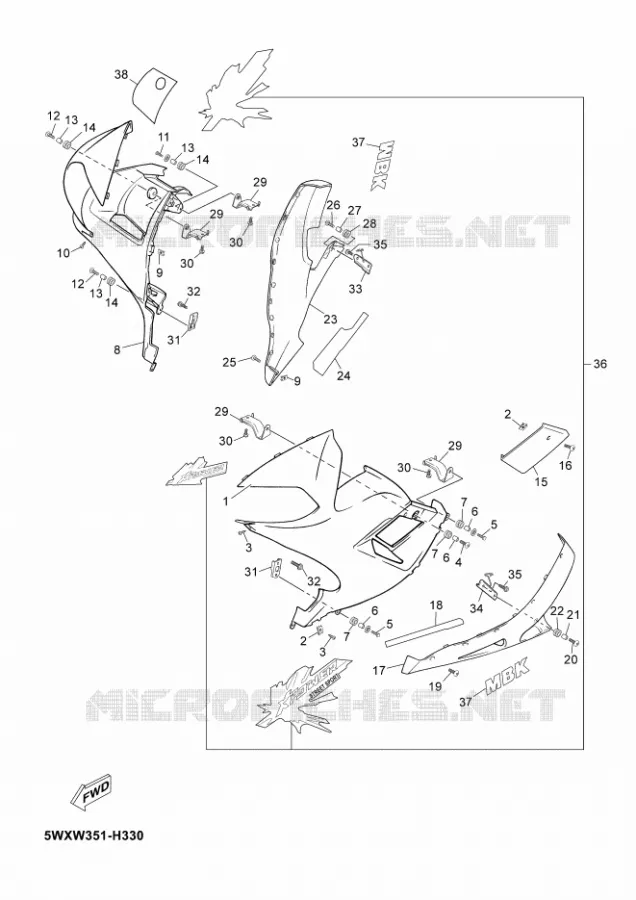 CARENAGES 2 Yamaha MOTO 50 2012 TZR  TZR50