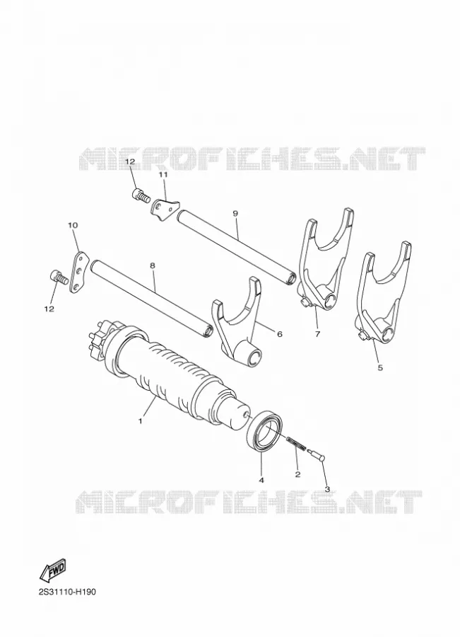 BARILLET DE SELECTION / FOURCHETTES Yamaha MOTO 1700 2012 VMAX  VMX17
