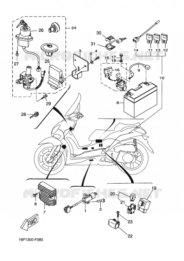 PARTIE ELECTRIQUE 1 Yamaha SCOOTER 125 2012 XCITY  VP125 XCITY
