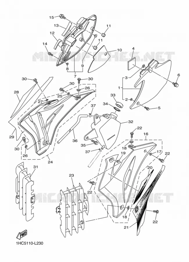 COUVERCLE LATERAL Yamaha MOTO 250 2012 WRF  WR250F