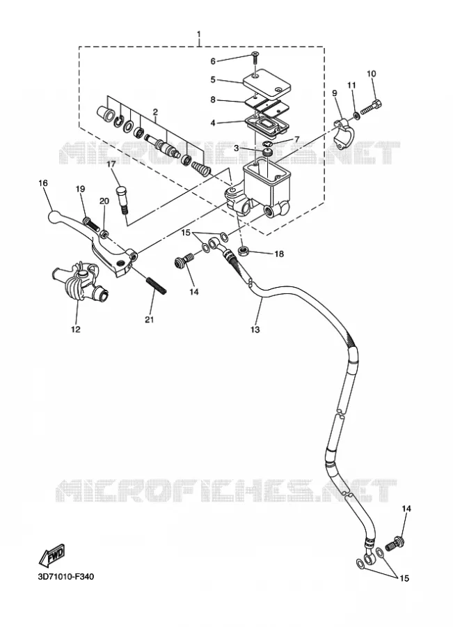 MAITRE CYLINDRE DE FREIN AVANT Yamaha MOTO 250 2012 WR-R  WR250R