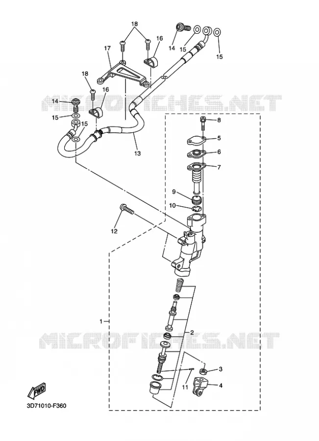 MAITRE CYLINDRE DE FREIN ARRIERE Yamaha MOTO 250 2012 WR-R  WR250R