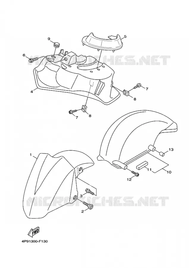 GARDE BOUE AVANT Yamaha SCOOTER 125 2012 CYGNUS  XC125