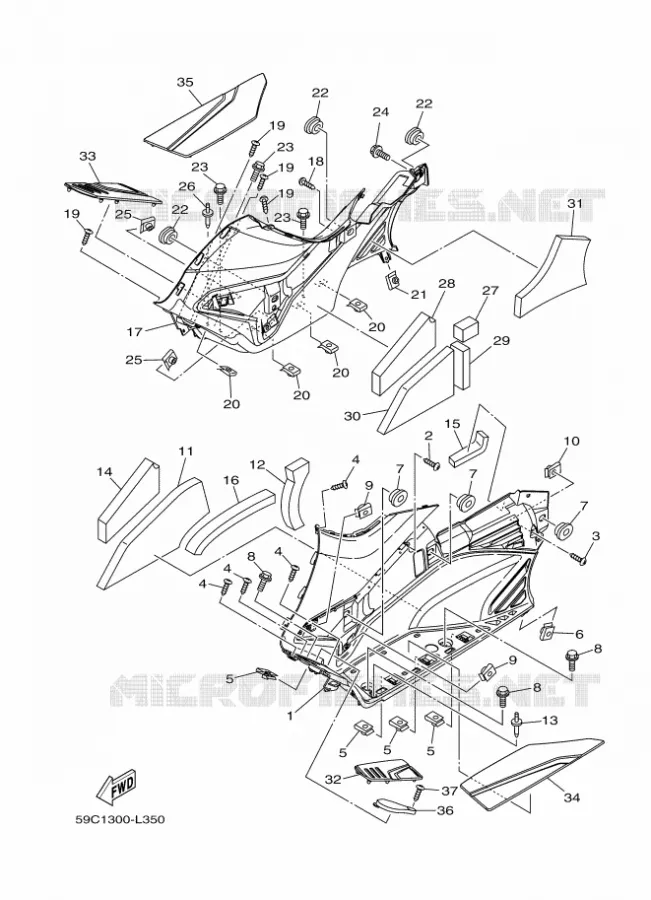 SUPPORT / REPOSE PIEDS 2 Yamaha SCOOTER 530 2012 TMAX  XP500