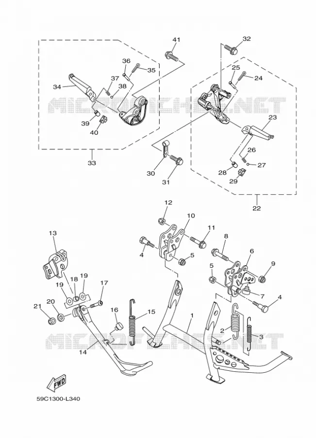 SUPPORT / REPOSE PIEDS Yamaha SCOOTER 530 2012 TMAX  XP500