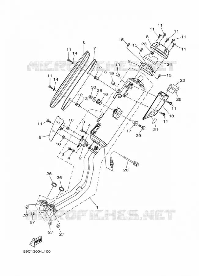 ECHAPPEMENT Yamaha SCOOTER 530 2012 TMAX ABS  XP500A