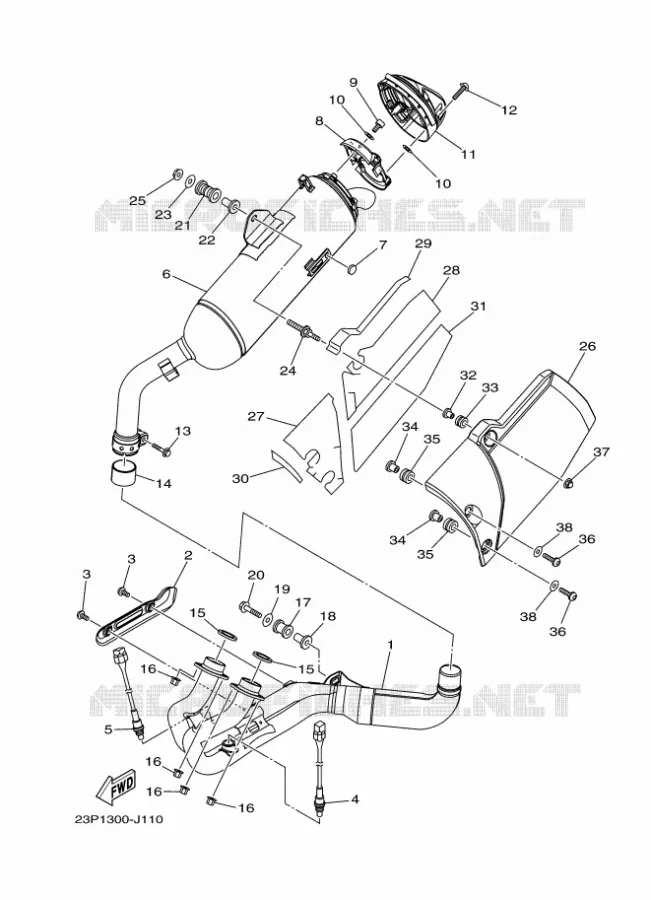 ECHAPPEMENT Yamaha MOTO 1200 2012 XTZ SUPER TENERE  XT1200Z