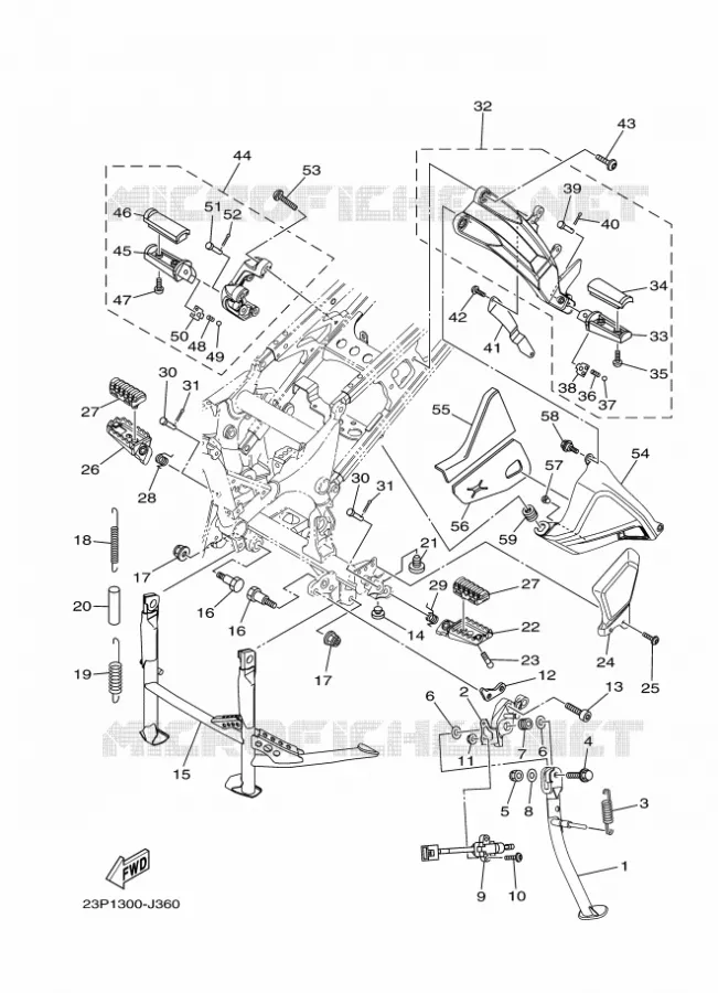 SUPPORT / REPOSE PIEDS Yamaha MOTO 1200 2012 XTZ SUPER TENERE  XT1200Z