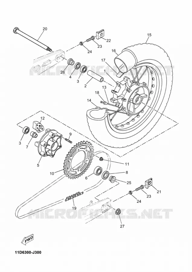 ROUE ARRIERE Yamaha MOTO 660 2012 XTZ TENERE  XT660Z TENERE