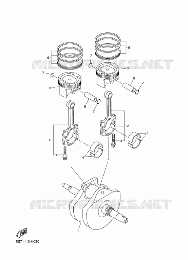 VILEBREQUIN / PISTON Yamaha MOTO 950 2012 MIDNIGHT STAR  XVS950A