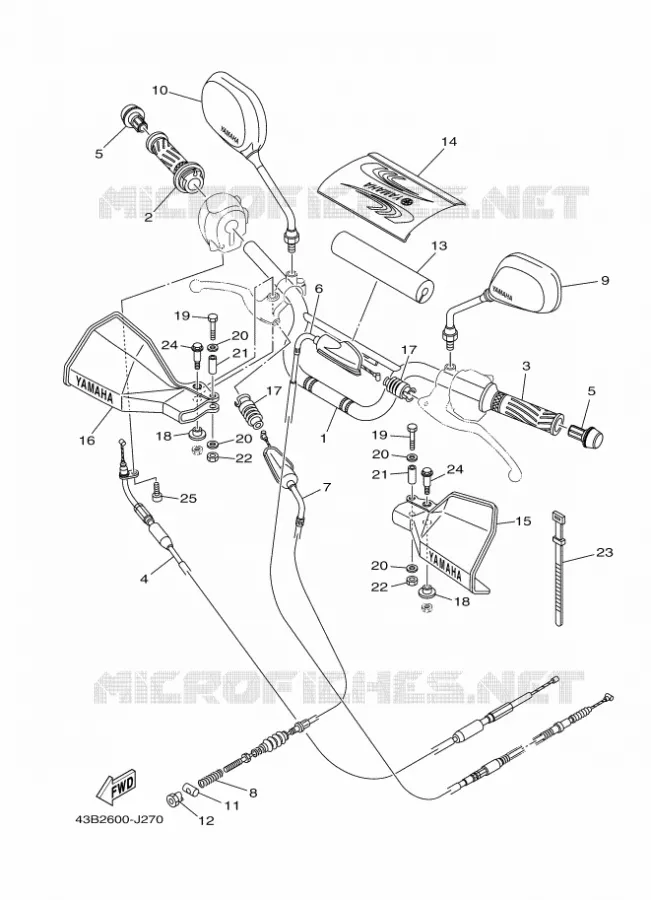 GUIDON ET CABLES Yamaha MOTO 125 2012 YBR  YBR125EGS