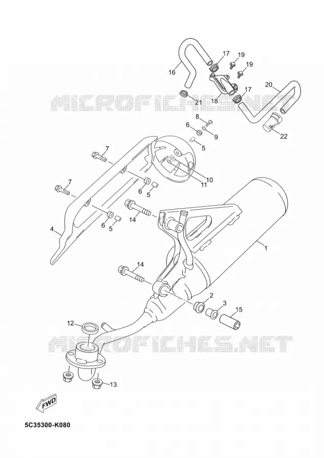 ECHAPPEMENT Yamaha SCOOTER 50 2012 OVETTO 4T UBS  YN50FU OVETTO 4+