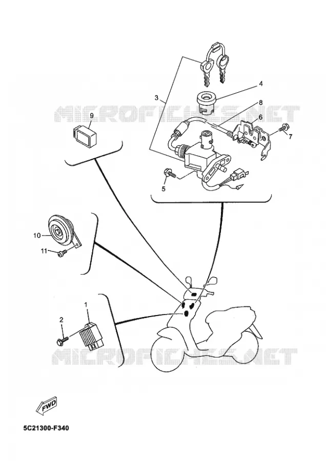 PARTIE ELECTRIQUE 1 Yamaha SCOOTER 50 2012 NEOS  YN50