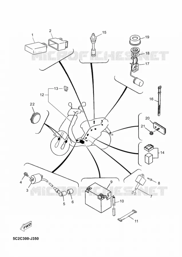 PARTIE ELECTRIQUE 2 Yamaha SCOOTER 50 2012 NEOS  YN50 NEO'S