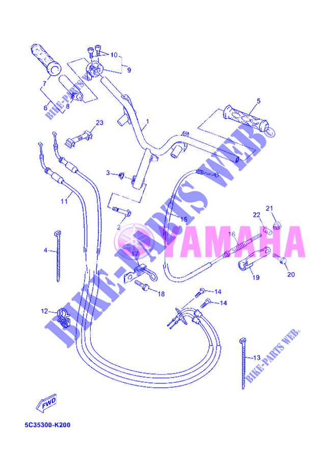 GUIDON ET CABLES pour Yamaha MBK OVETTO 50 4 TEMPS de 2012