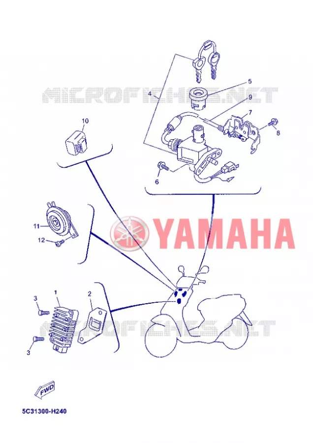PARTIE ELECTRIQUE 1 Yamaha SCOOTER 50 2012 MBK OVETTO 4T  YN50F