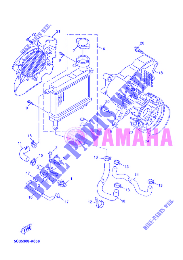 RADIATEUR / DURITES pour Yamaha MBK OVETTO 50 4 TEMPS de 2012